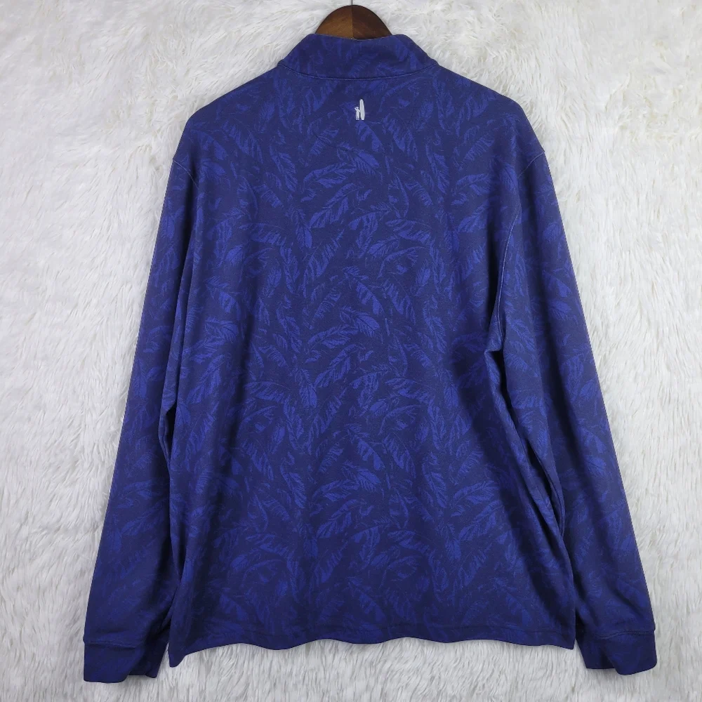 Johnnie O 1/4‎ Zip Pullover Blue Wake Trooper Leaves Performance Golf Mens XL